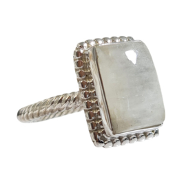 Edelsteen Ring Maansteen Rechthoek 925 Sterling Zilver - Maat 17