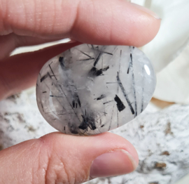 Toermalijn in Kwarts Platte Steen 3,5 cm no.9 Edelsteen