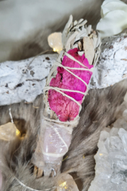 Witte Salie Smudgestick Love Spirit Rozenkwarts 12,5 cm