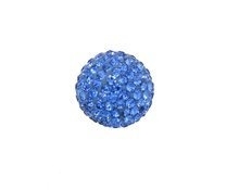 Klankbol - blauw - strass steentjes - 20mm