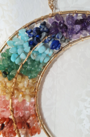 Raamhanger Suncatcher Maan Goudkleur - Levensboom - Chakrastenen