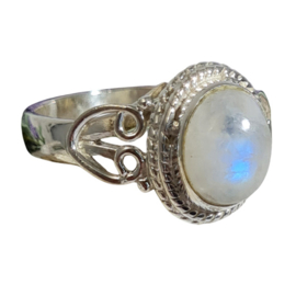 Edelsteen Ring Maansteen Ovaal 925 Sterling Zilver - Maat 19