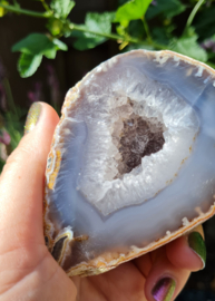 Agaat Edelsteen Geode - Druzy - 8cm - Grijs