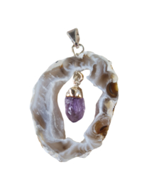 Edelsteen Hanger Agaat Geode Hangende Amethist