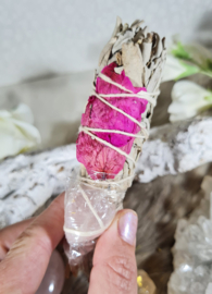 Witte Salie Smudgestick Love Spirit Rozenkwarts 12,5 cm