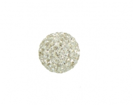 Klankbol wit met strass steentjes 16 mm