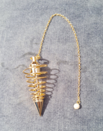 Pendel - spiraal - messing - verguld 6 cm