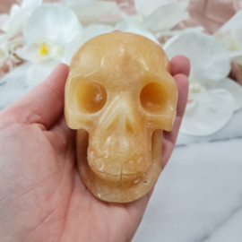 Schedel / Skull Oranje Calciet Edelsteen - 8cm