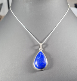 Lapis Lazuli Druppel Edelsteen Hanger in 925 Sterling Zilver 3,4 cm