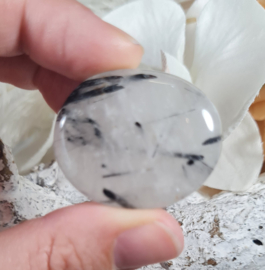 Toermalijn in Kwarts Platte Steen 4 cm no.5 Edelsteen