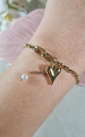 Armband Lovely Heart - Stainless Steel Goudkleur