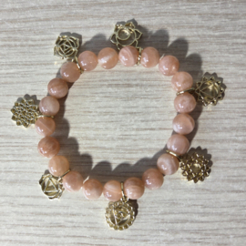 Edelsteen Armband Zonnesteen 8 mm met Chakra bedels