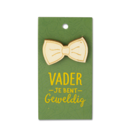 Houten Broche op cadeaukaartje - Vader