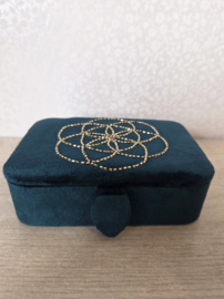 Sieraden Tarot Doos Zaad des Levens Blauw Fluweel 16 cm