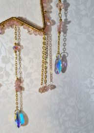 Raamhanger Suncatcher Ster met Rozenkwarts 12 cm