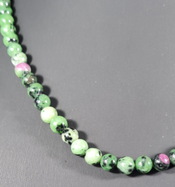 Edelsteen Ketting Robijn in Zoïsiet ronde kralen 6 mm - 45 cm