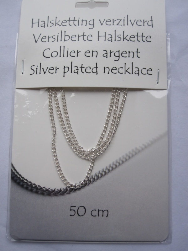Halsketting - collier - gourmette schakel - 45 cm - verzilverd