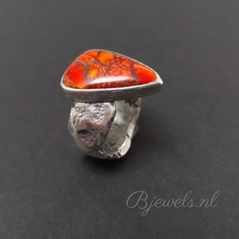 Zilveren ring met imperial jaspis