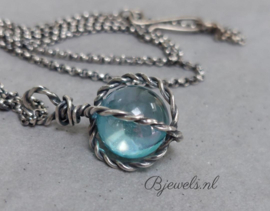 Ketting zilver met Aqua Aura