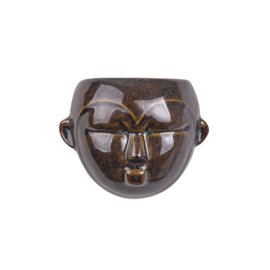 Wand bloempot 'Mask round' bruin