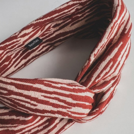 Haarband met ijzerdraad rood/roze zebra
