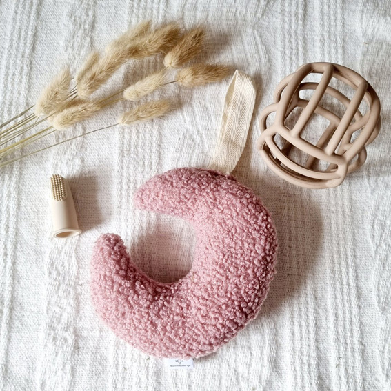 Speenkoord 'Maan' teddy roze