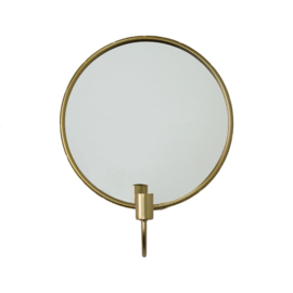 Ronde spiegel met kandelaar goud