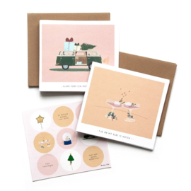 Set kerstkaarten 'Pastel' (8 st.)