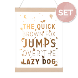 Set A4 poster met frame 'The quick brown fox'