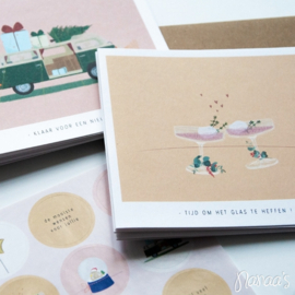 Set kerstkaarten 'Pastel' (8 st.)