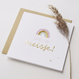 Wenskaart 'Hoera een meisje!'