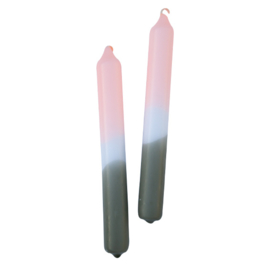 Dip dye kaarsen salie/blush (2 st.)