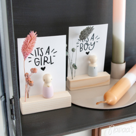 Cadeaudoosje houten poppetje 'It's a girl'