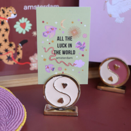 Kaarthouder 'Yinyang' roze wit