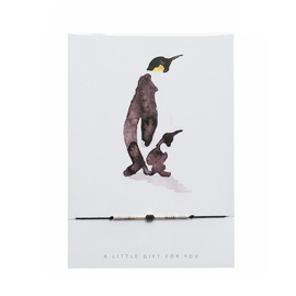 Armbandje op kaart 'Pinguin' zilver/zwart