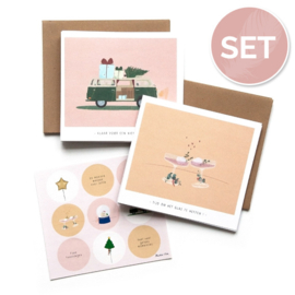 Set kerstkaarten 'Pastel' (8 st.)