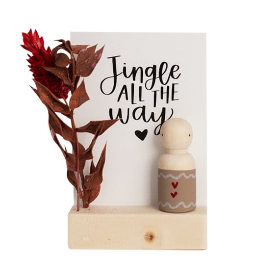 Cadeaudoosje houten poppetje 'Jingle all the way'