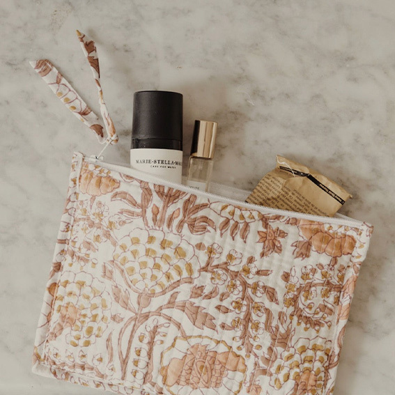 Toilettasje, toilettasjes kopen, A la Collection pouch blockprint multicolor | Nanaa's Online Conceptstore