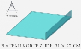 Plateau over de gehele korte zijde, 20cm diep