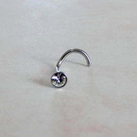 Neusstud van rvs met helder kristal (3 mm)