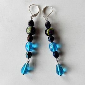 Blauw glas met kristal