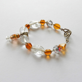 Armband van kristal en oud glas (22 cm lang)