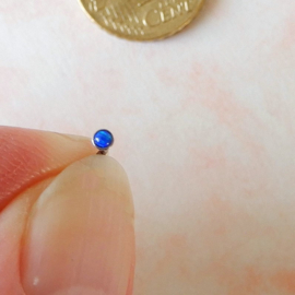 Neusstud van chirurgisch staal met blauwe opaal (0,8 mm / bolletje 2 mm)