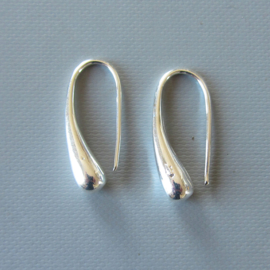 Zilveren druppel oorhangers (lange steker)