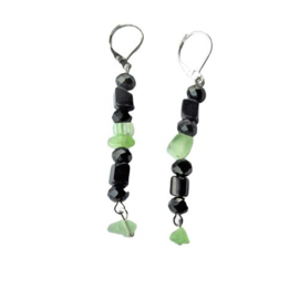 Onyx met groene kwarts en zwarte kristal