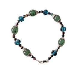 Armband van jade met blauw kristal (19 cm)