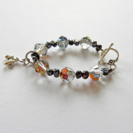 Armband van parels en kristal (18 cm lang)