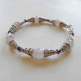 Armband met facet-geslepen rozenkwarts (20 cm)