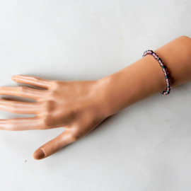 Armband van glaskralen met kristal (18,5 cm)