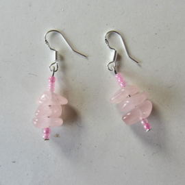 Rozenkwarts met roze glaskraaltjes